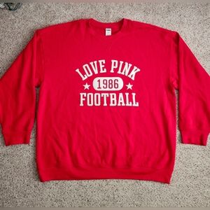 PINK Red Football Sweater